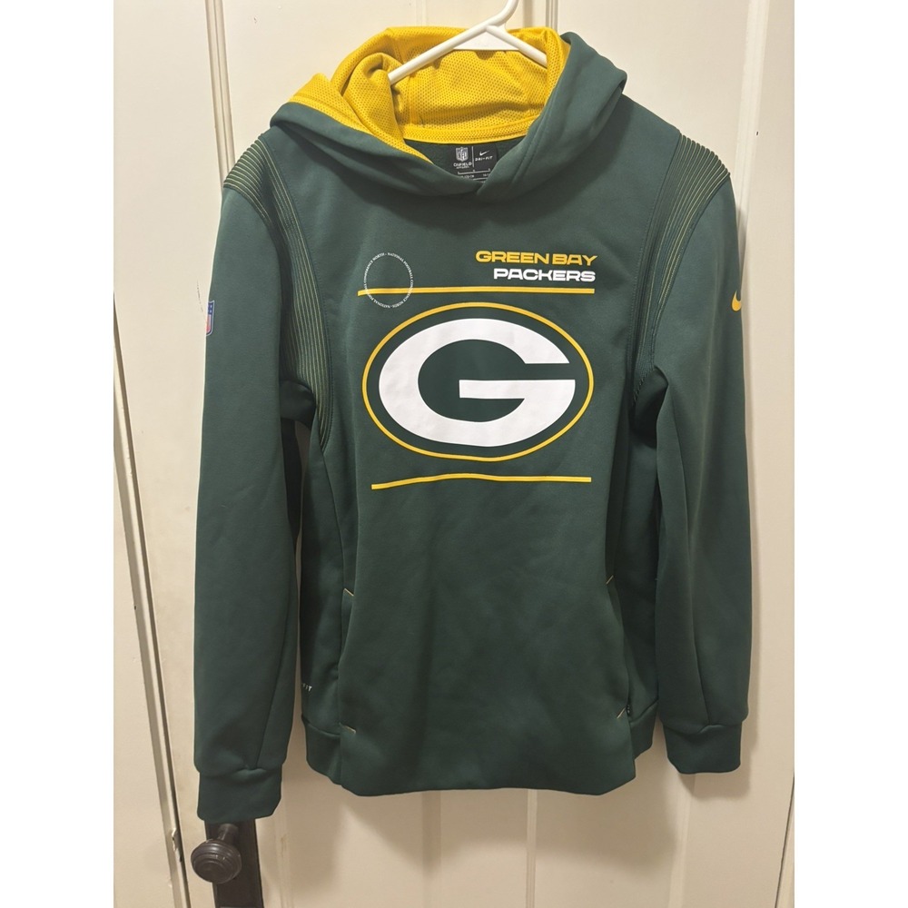 GREEN BAY PACKERS NIKE ON FIELD PULLOVER HOODIE SWEATSHIRT Sz 14/16 DRI FIT NFL